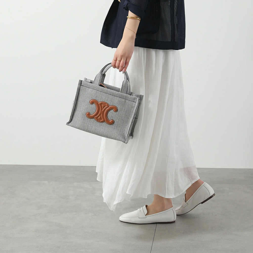 Celine Cabas Shoulder Bag Handbag Triomphe Stripe